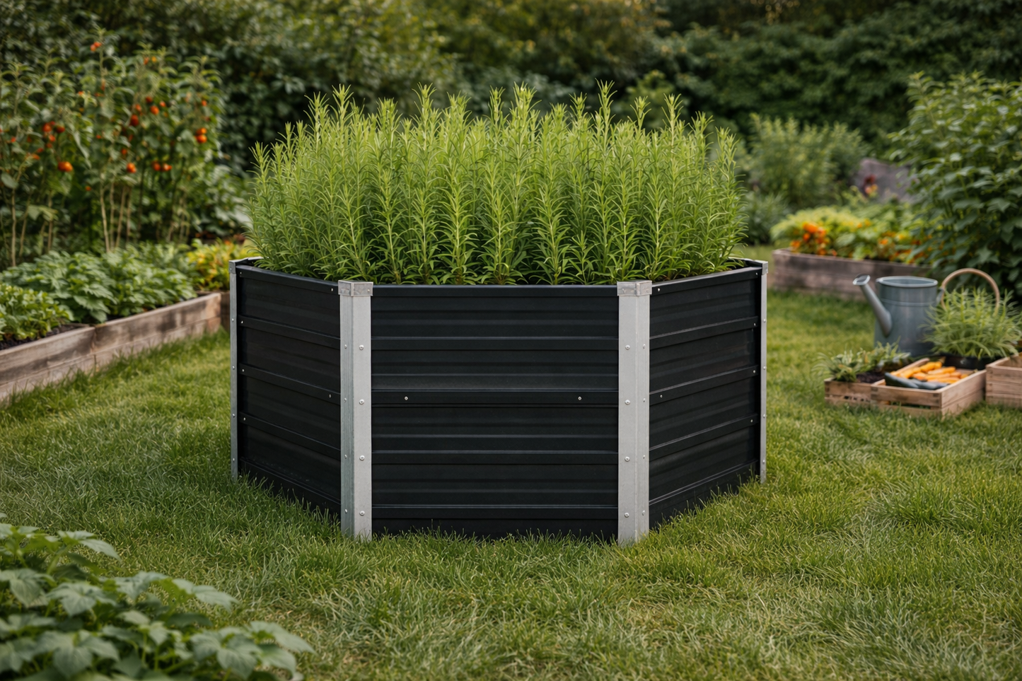 Design-Hochbeet "Diamant" – Anthrazit & Stahl