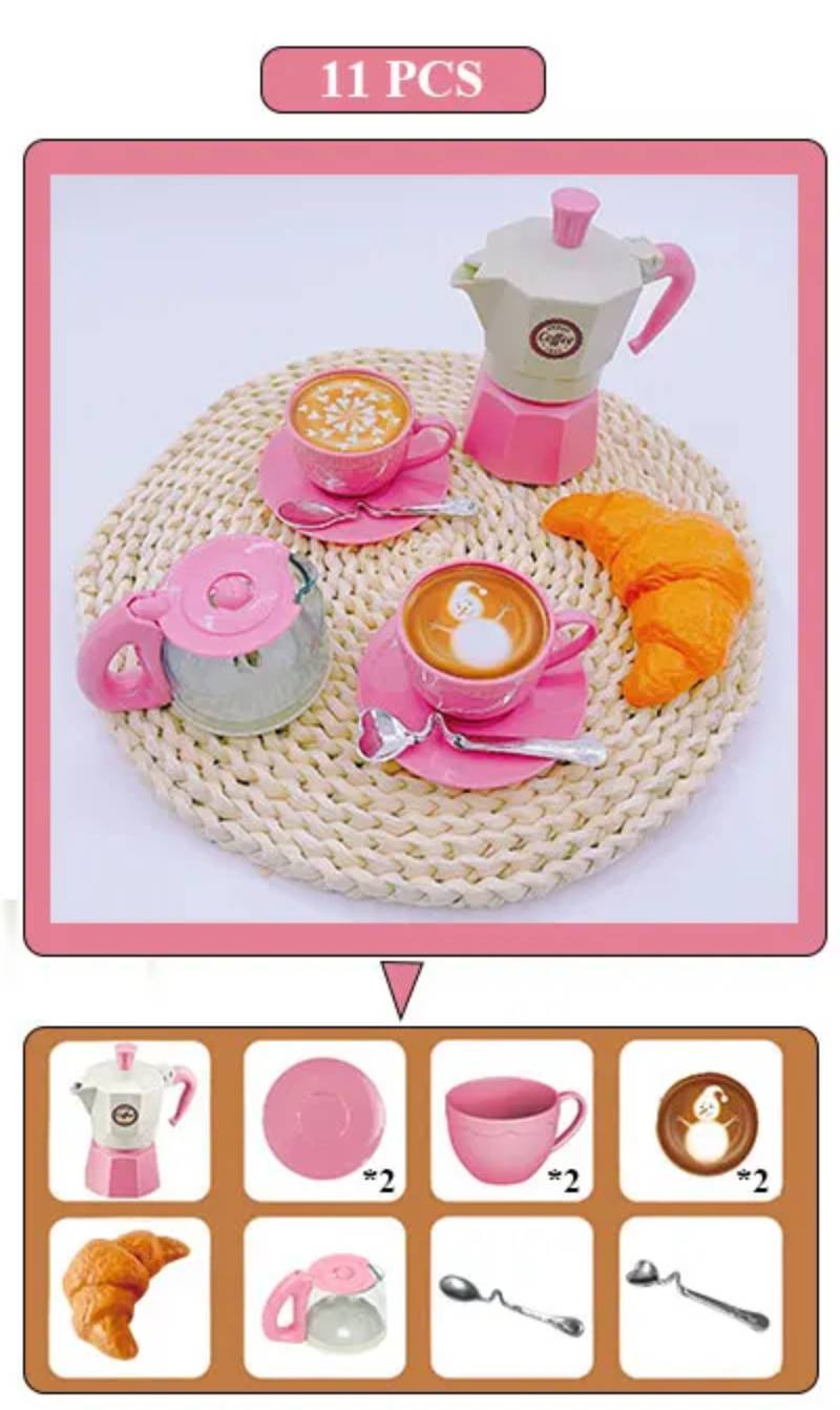 Montessori Holz Kaffee Spielzeug Set – Rollenspiel Küche ab 3 Jahren