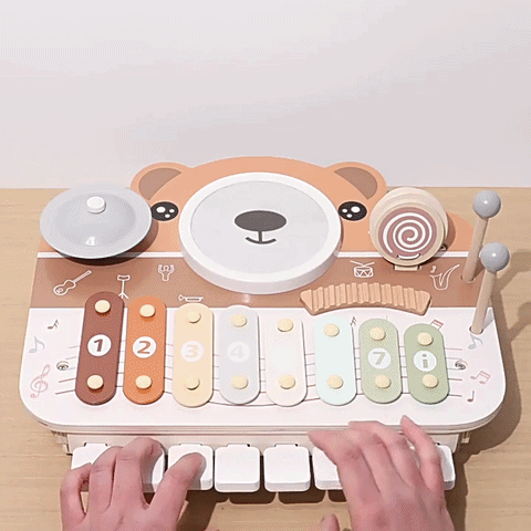 6-in-1 Holz Musikspielzeug – Montessori Xylophon & Klavier