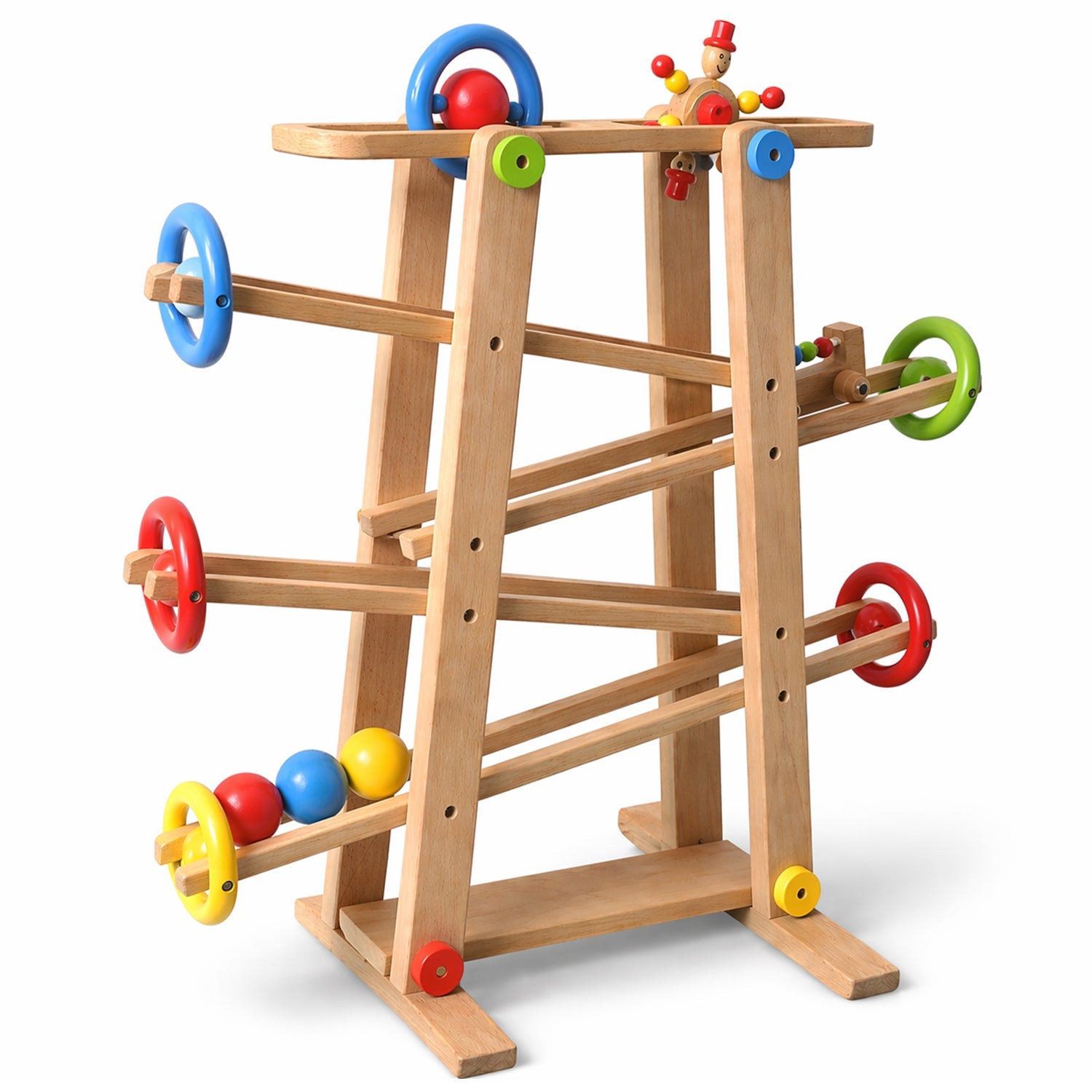 Montessori Kugelbahn Buche – 7 Rollobjekte (Klassik)