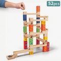 Montessori Murmelbahn Holz 52 Teile – buntes Kugelbahn-Bauset für Kinder