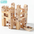 Montessori Murmelbahn aus Holz – 3D-Konstruktionsspiel mit 60/80 Teilen