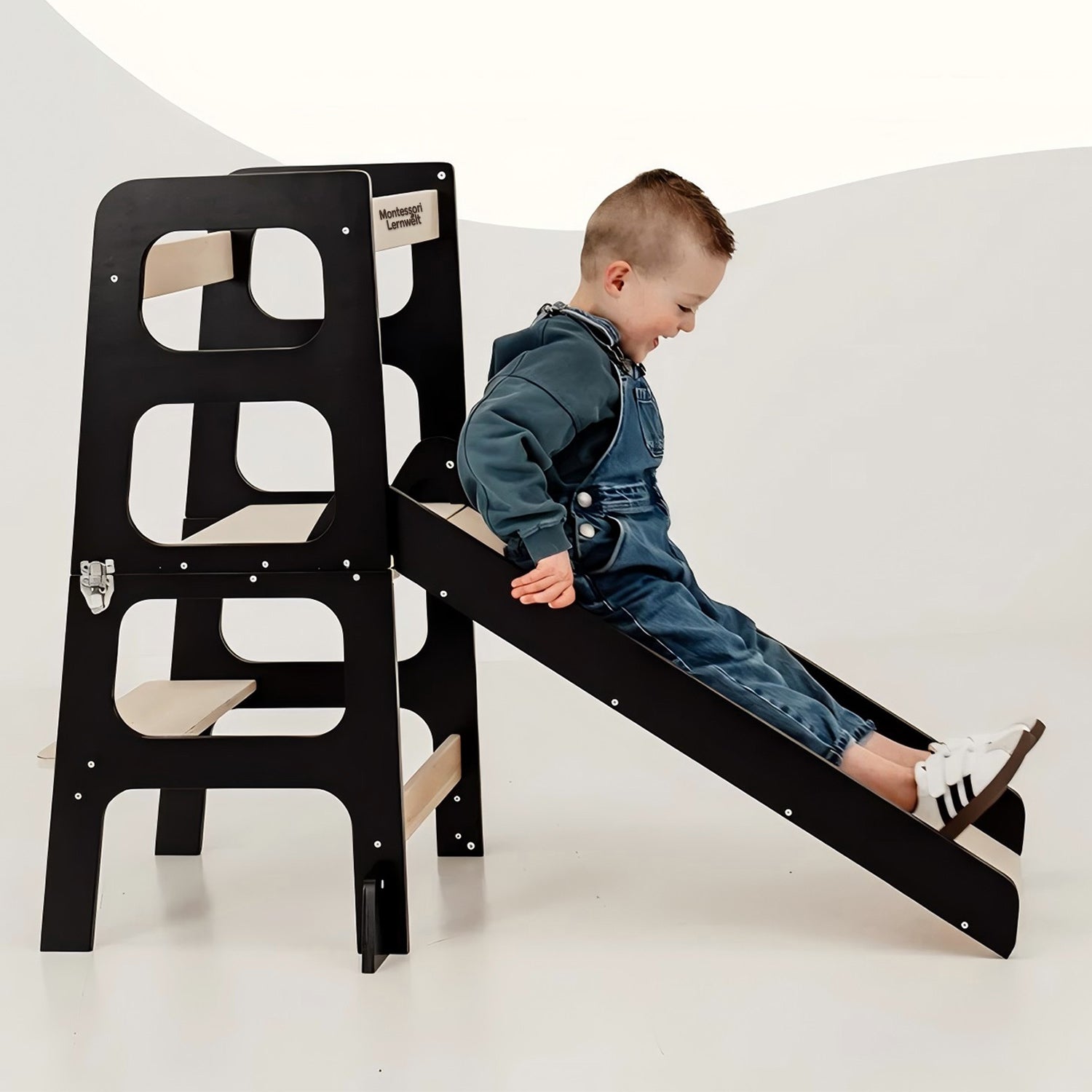 Montessori Lernturm 3-in-1 – Mit Rutsche & Tisch