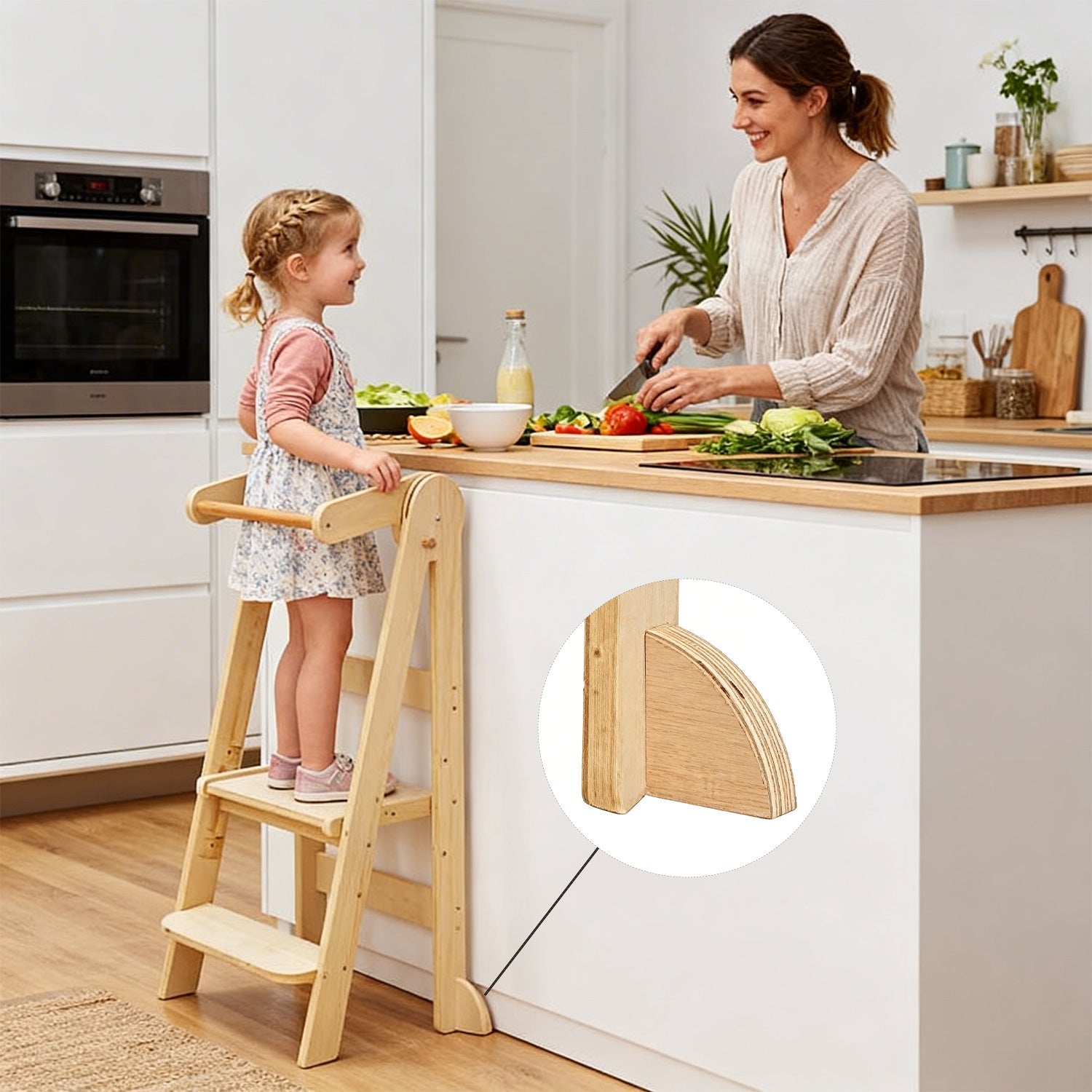 Montessori Lernturm Faltbar – Anti-Kipp Tragbarer Küchenhelfer