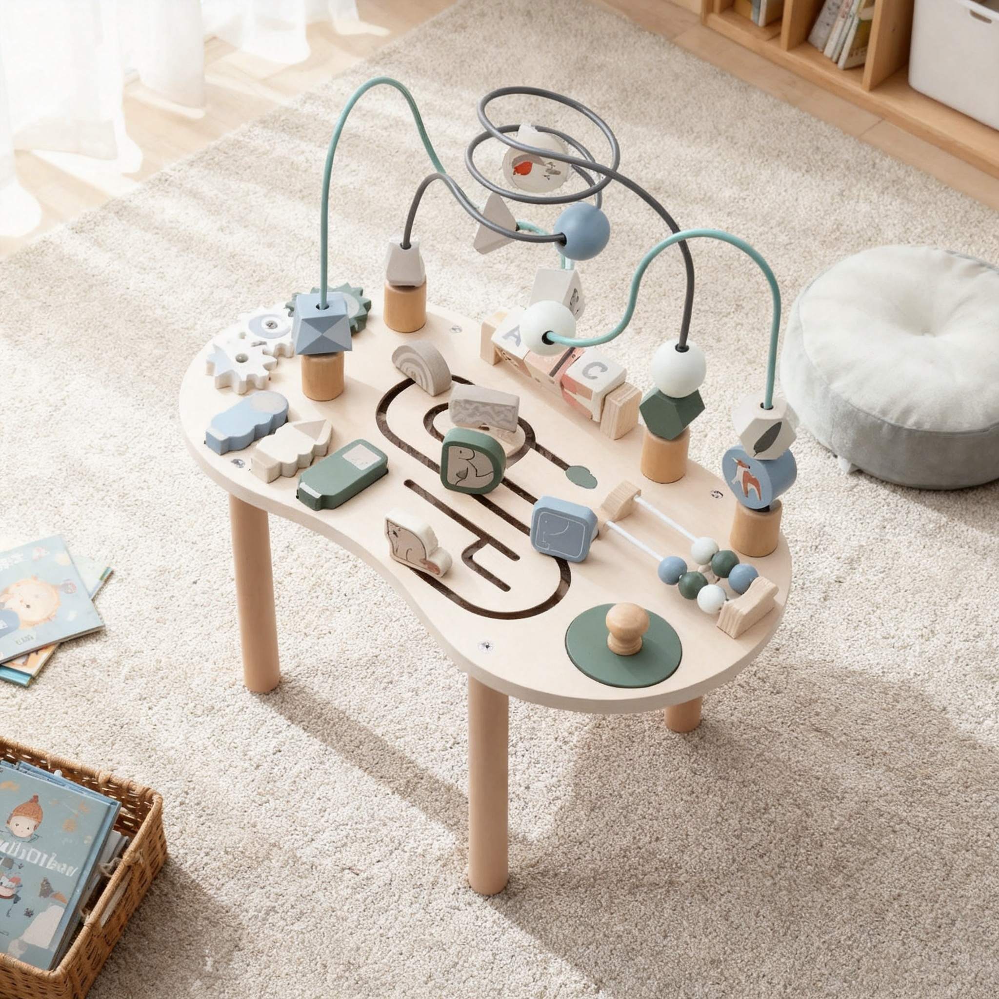 Montessori Aktivitätstisch Holz – Busy Board & Lerntisch