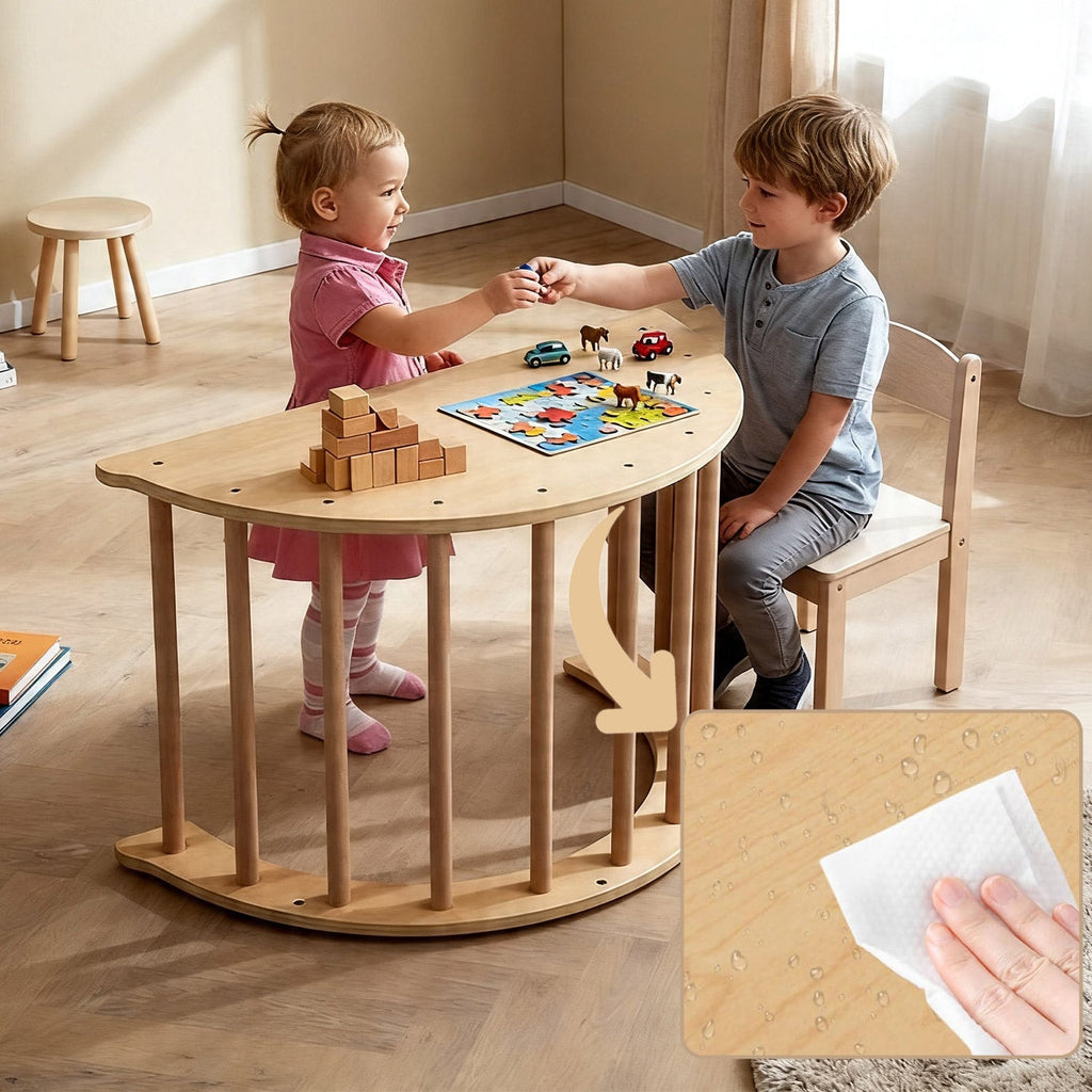 Montessori Kletterbogen 6-in-1 – Krabbeltunnel & Sensoriktisch