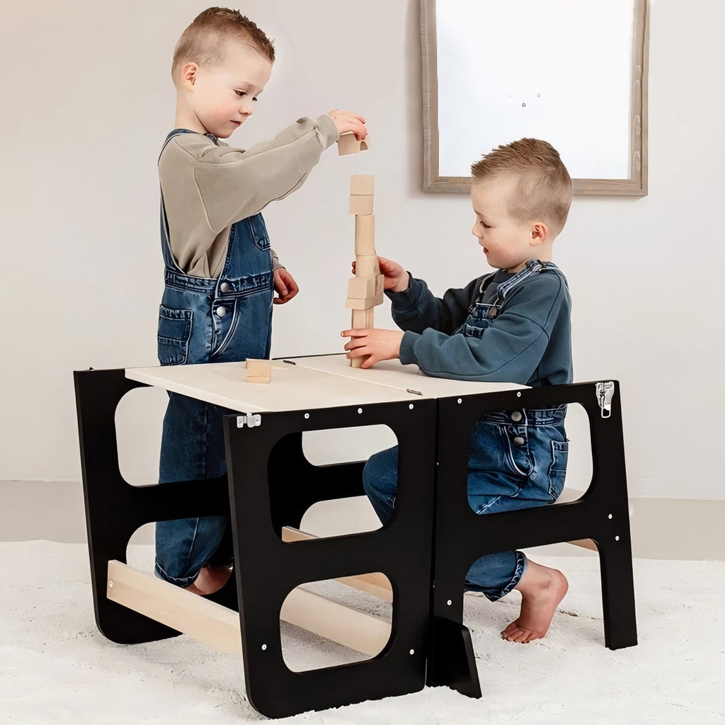 Montessori Lernturm 3-in-1 – Mit Rutsche & Tisch