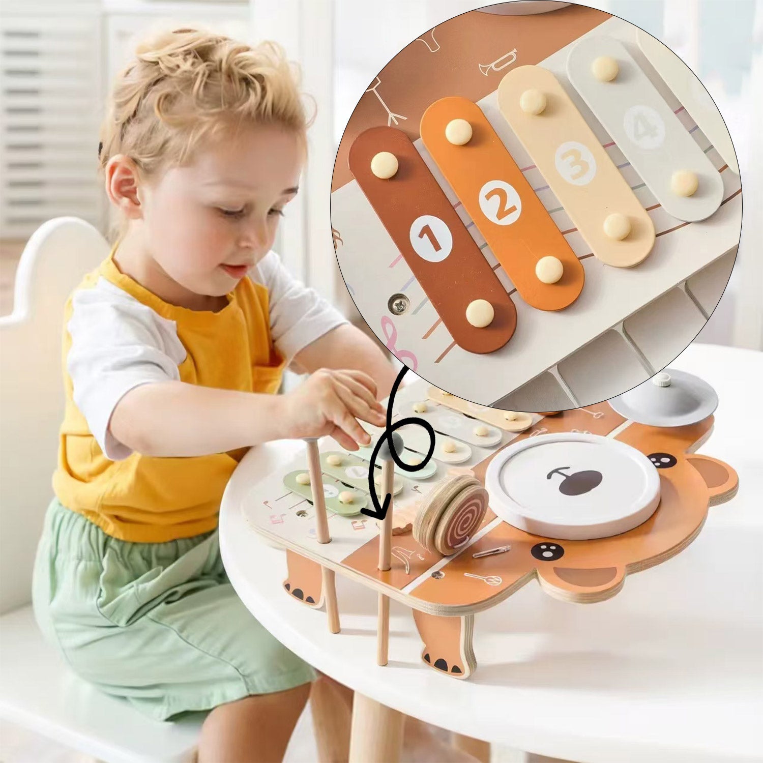 6-in-1 Holz Musikspielzeug – Montessori Xylophon & Klavier