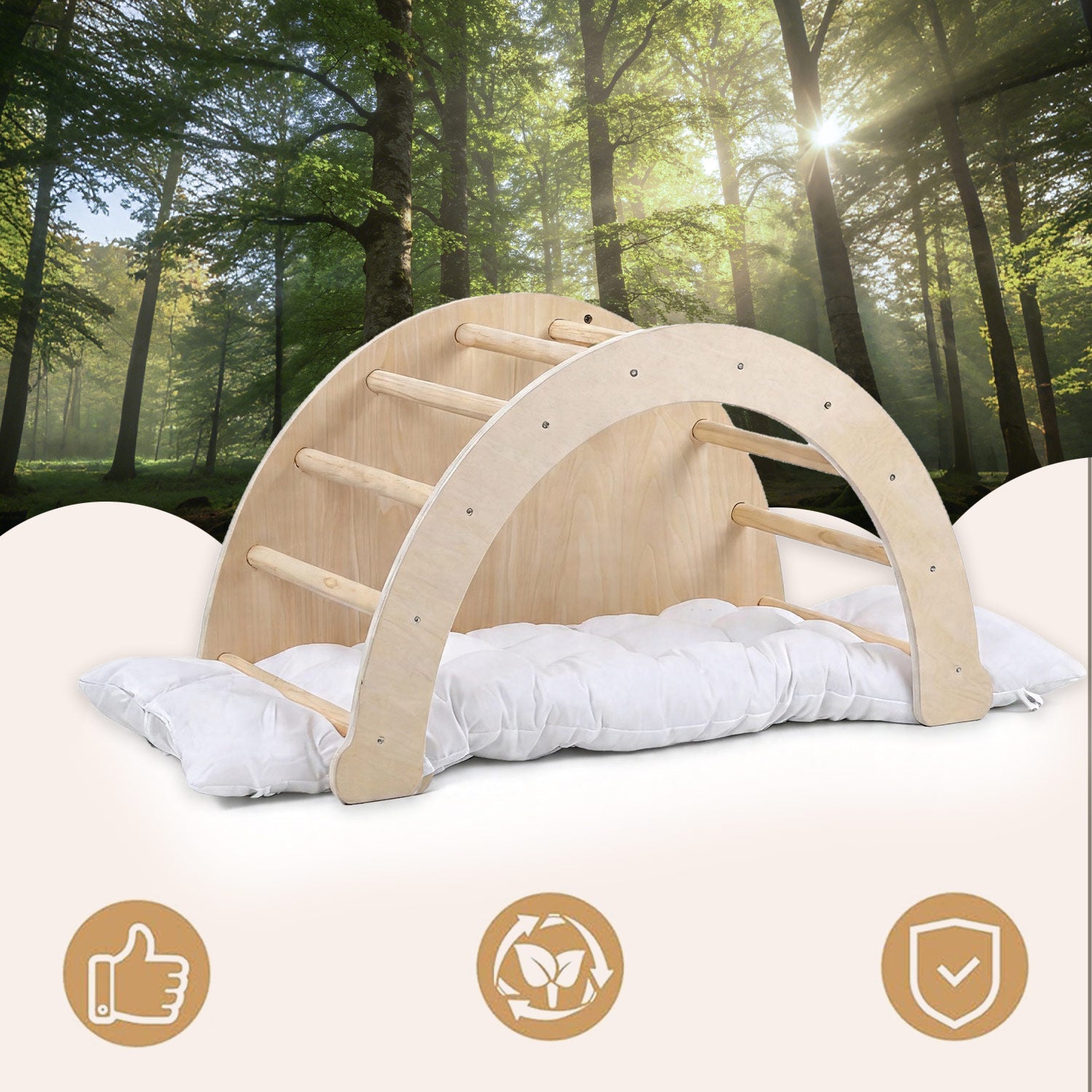 Montessori Kletterbogen 6-in-1 – Krabbeltunnel & Sensoriktisch