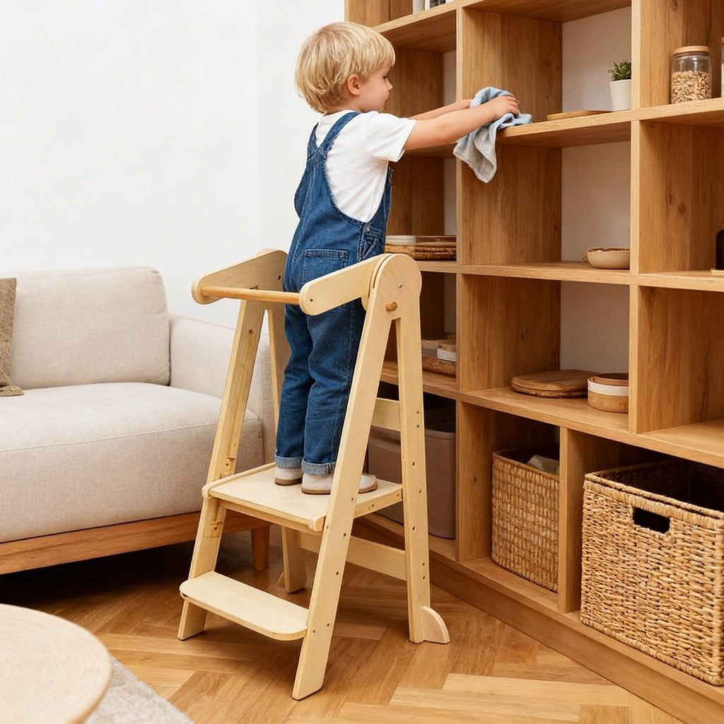 Montessori Lernturm Faltbar – Anti-Kipp Tragbarer Küchenhelfer