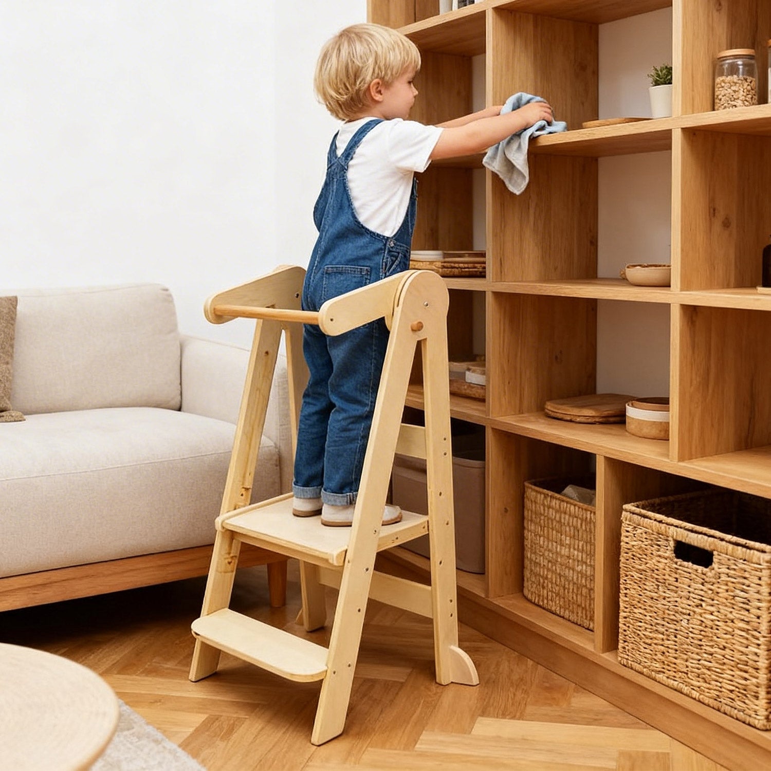 Montessori Lernturm Faltbar – Anti-Kipp Tragbarer Küchenhelfer