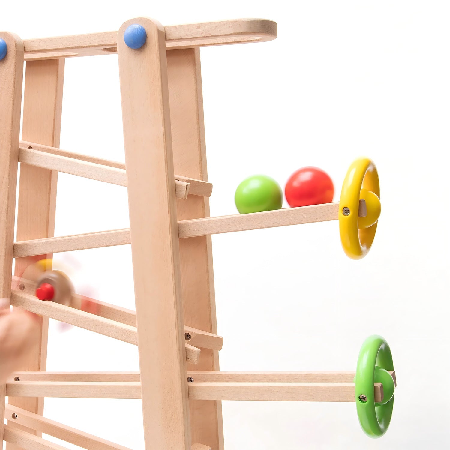 Montessori Kugelbahn Buche – 7 Rollobjekte (Klassik)