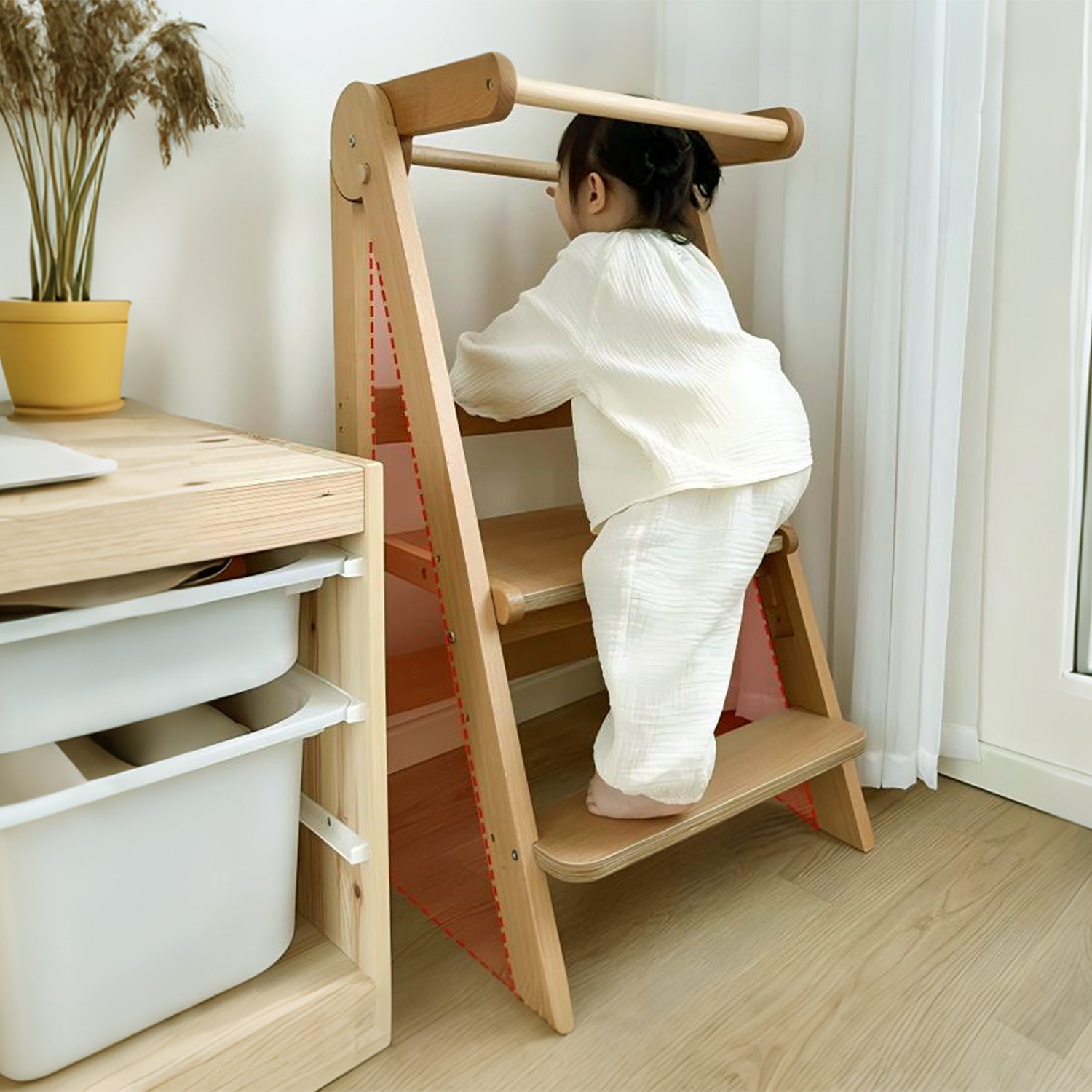 Montessori Lernturm Faltbar – Anti-Kipp Tragbarer Küchenhelfer