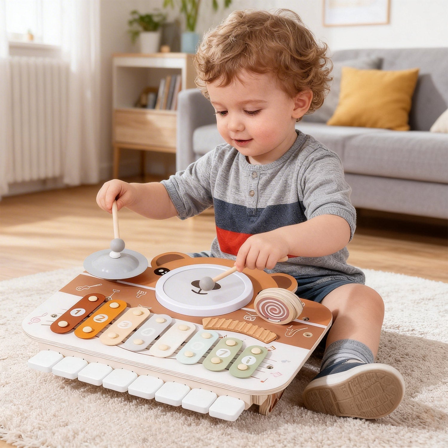 6-in-1 Holz Musikspielzeug – Montessori Xylophon & Klavier