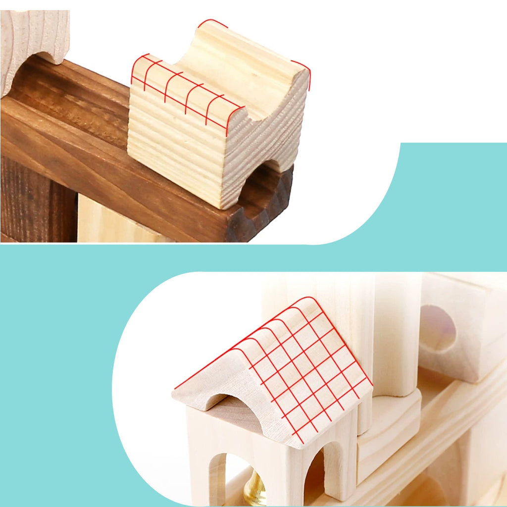 Montessori Murmelbahn aus Holz – 3D-Konstruktionsspiel mit 60/80 Teilen