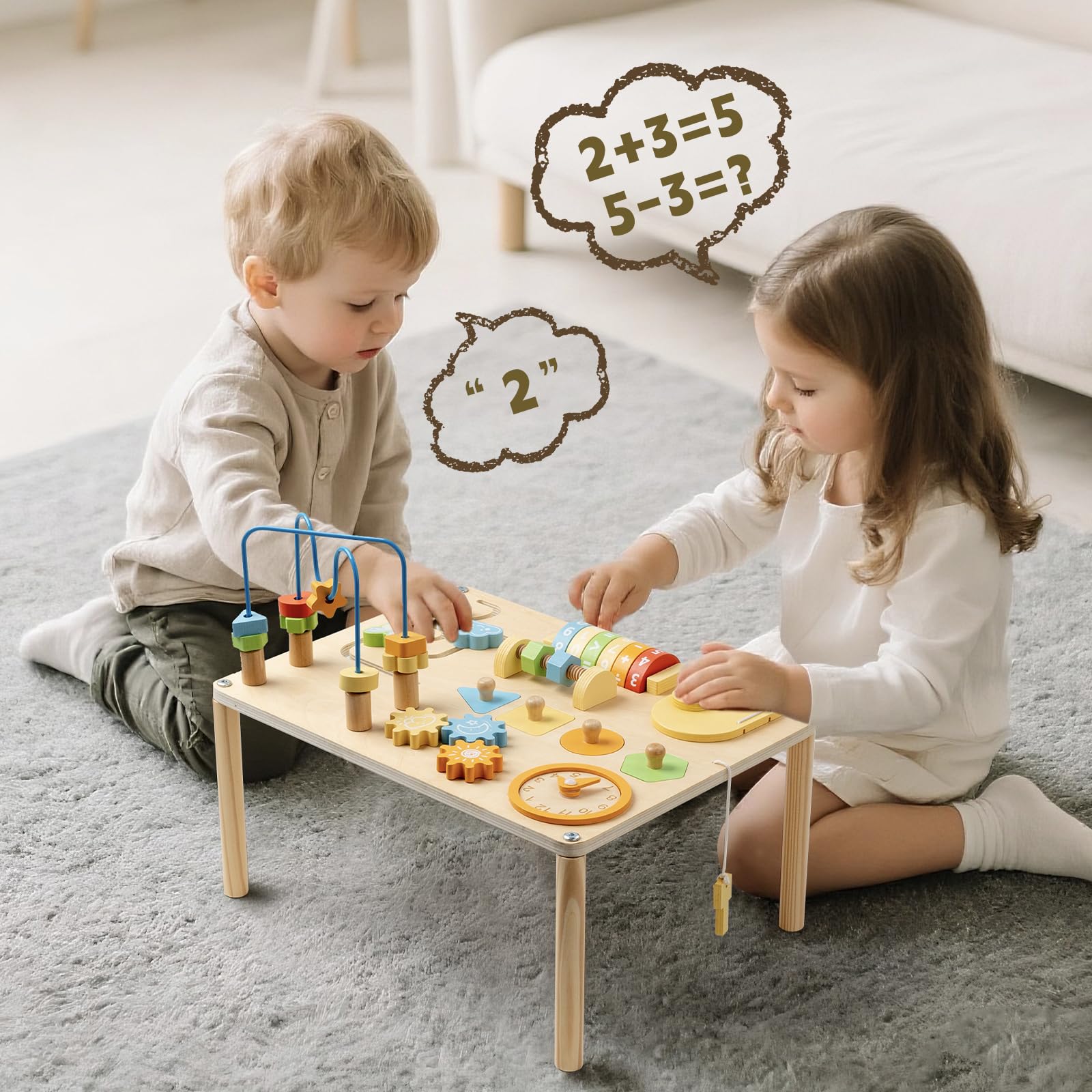 8-in-1 Montessori Aktivitätstisch – Macaron Farben & Motorik