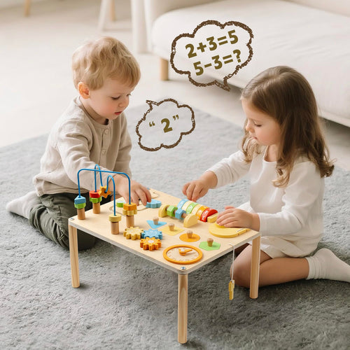 8-in-1 Montessori Aktivitätstisch – Macaron Farben & Motorik