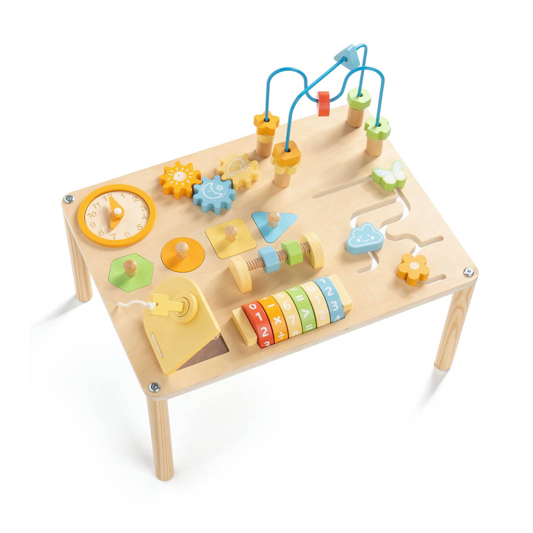 8-in-1 Montessori Aktivitätstisch – Macaron Farben & Motorik