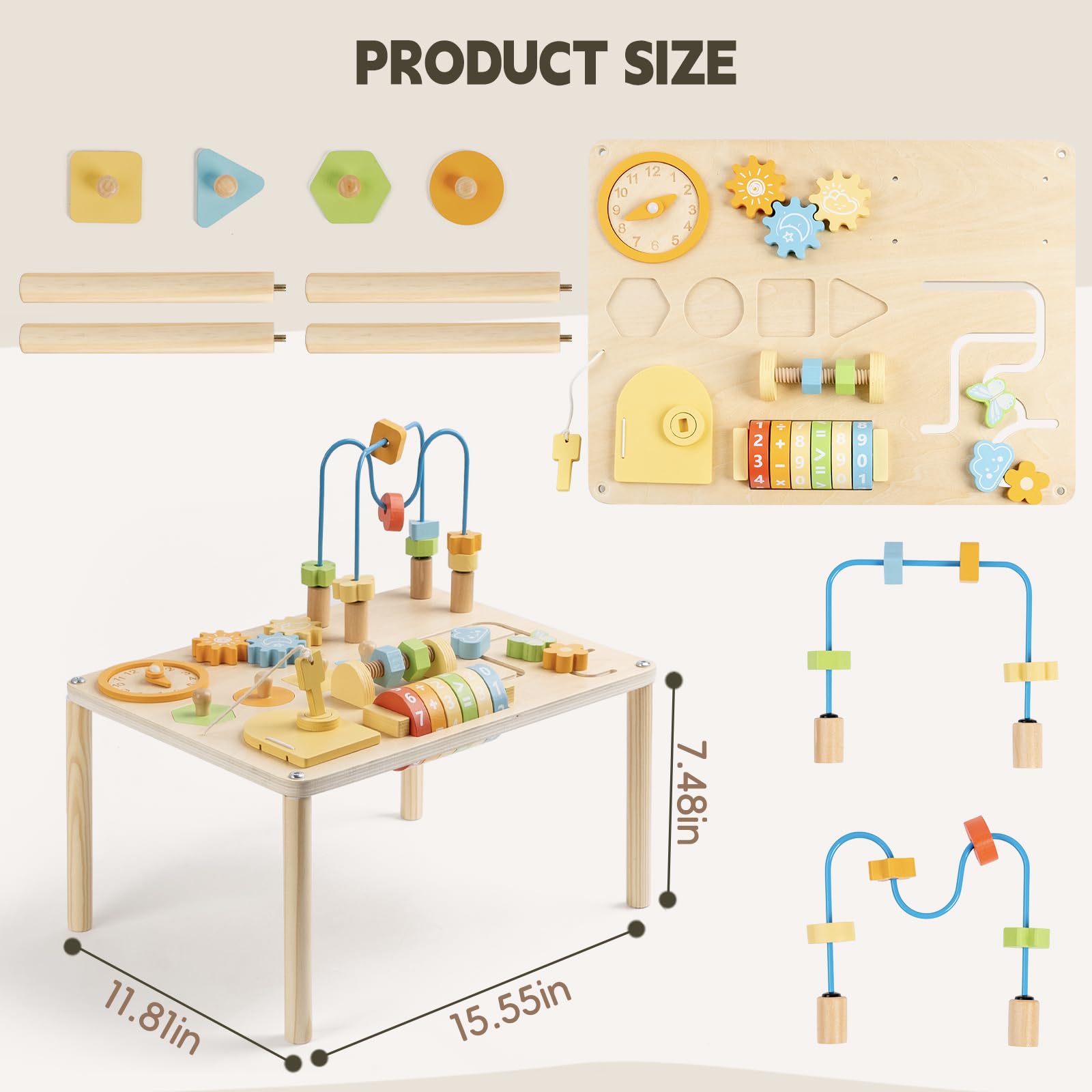 8-in-1 Montessori Aktivitätstisch – Macaron Farben & Motorik
