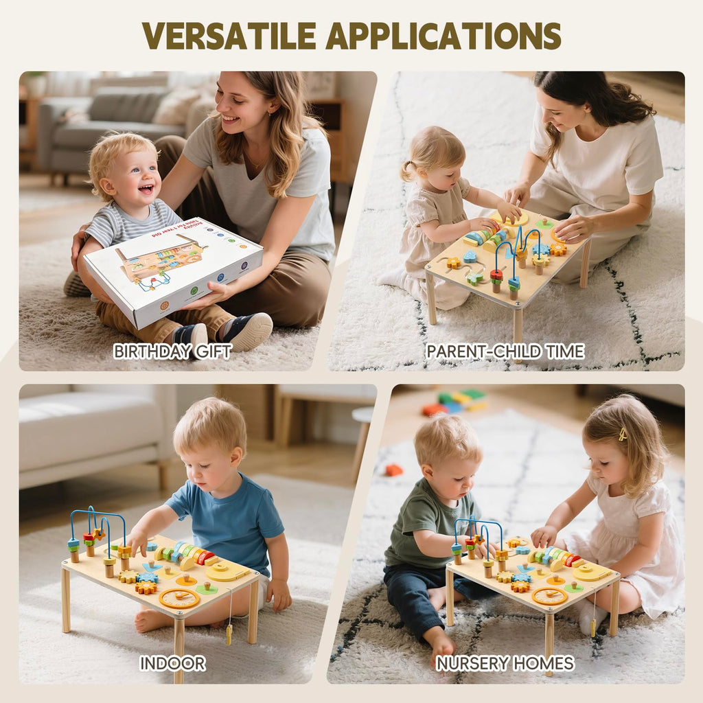 8-in-1 Montessori Aktivitätstisch – Macaron Farben & Motorik