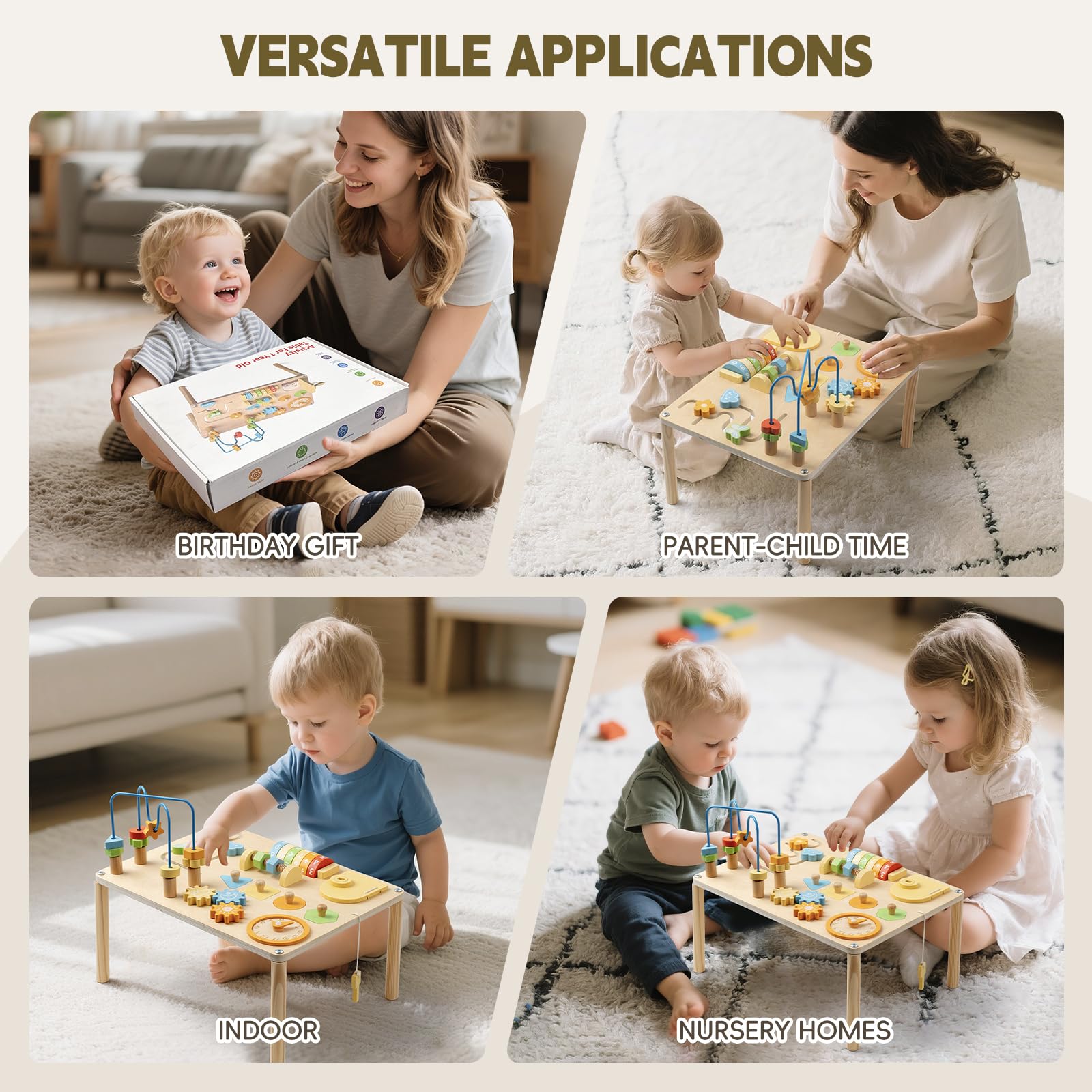 8-in-1 Montessori Aktivitätstisch – Macaron Farben & Motorik