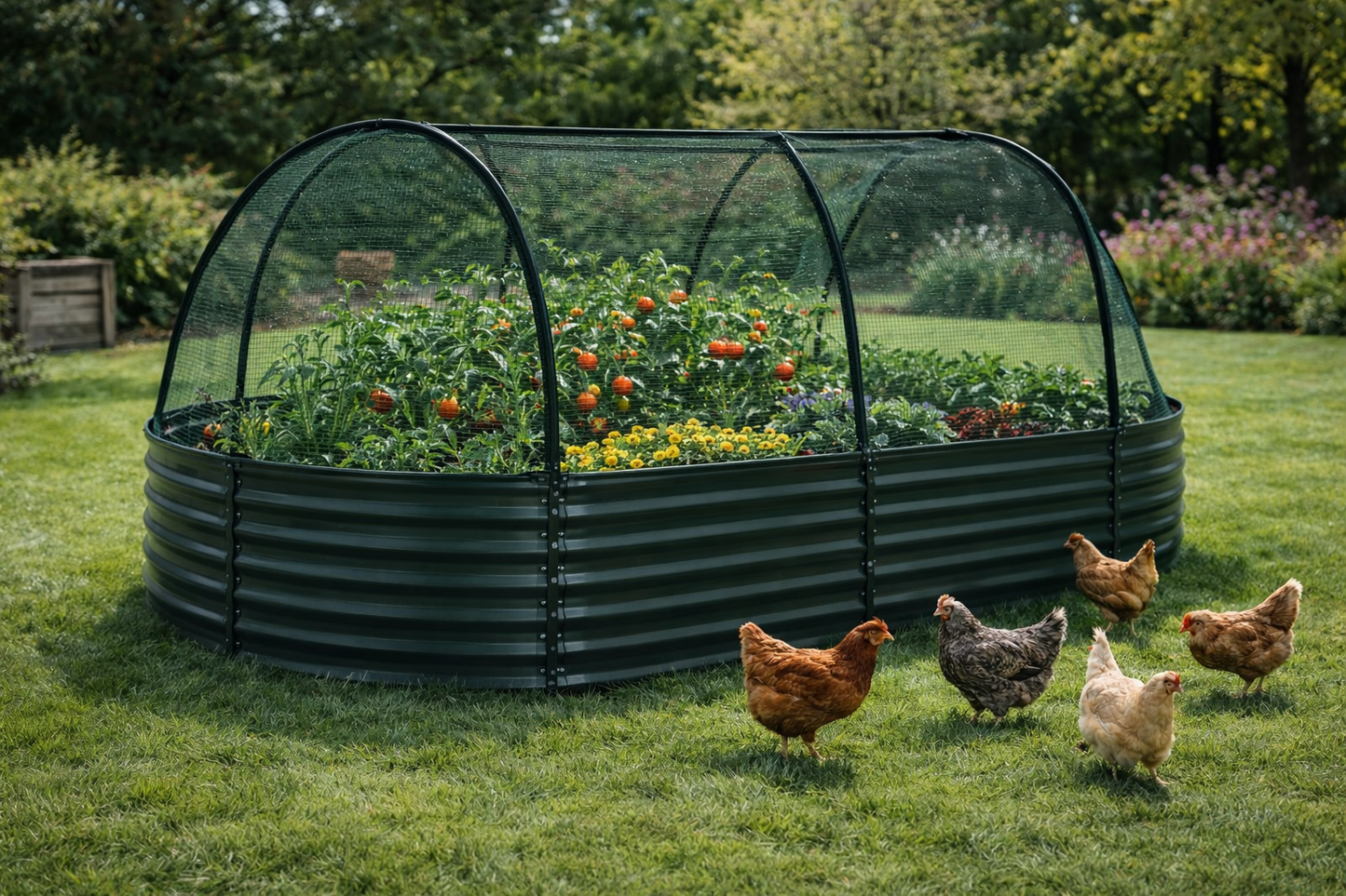 Hochbeet-System "Smaragd" – Mit Allwetter- & Vogelschutzhaube