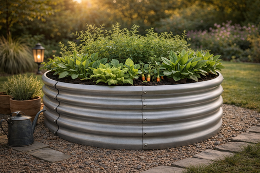 Premium Rund-Hochbeet "Onyx" – Anthrazit-Schwarz & Wellenstahl