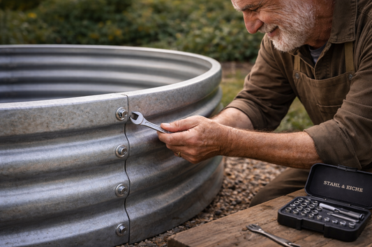 Premium Rund-Hochbeet "Onyx" – Anthrazit-Schwarz & Wellenstahl