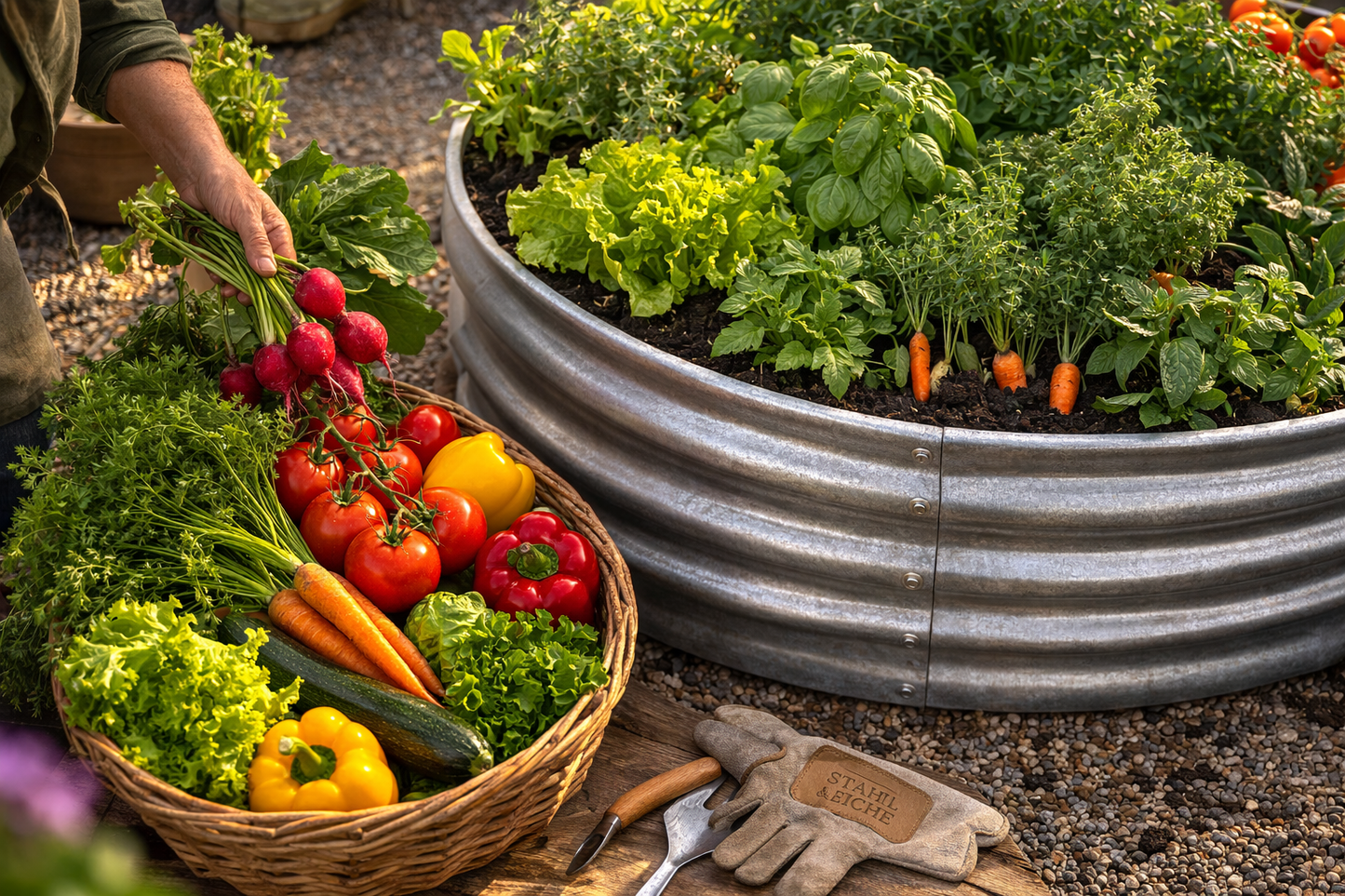 Premium Rund-Hochbeet "Onyx" – Anthrazit-Schwarz & Wellenstahl