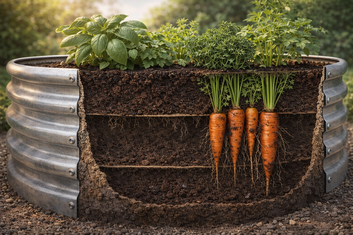 Premium Rund-Hochbeet "Onyx" – Anthrazit-Schwarz & Wellenstahl