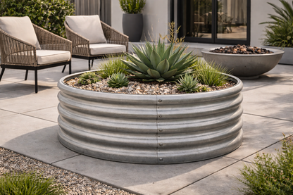 Premium Rund-Hochbeet "Onyx" – Anthrazit-Schwarz & Wellenstahl