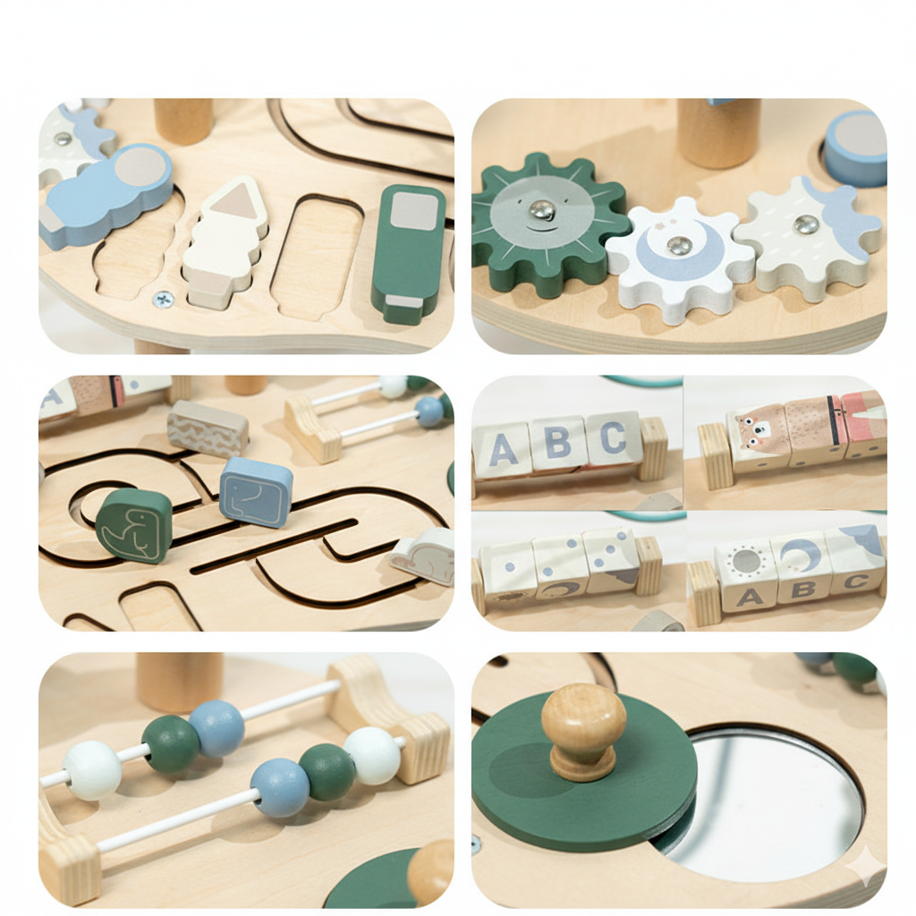 Montessori Aktivitätstisch Holz – Busy Board & Lerntisch