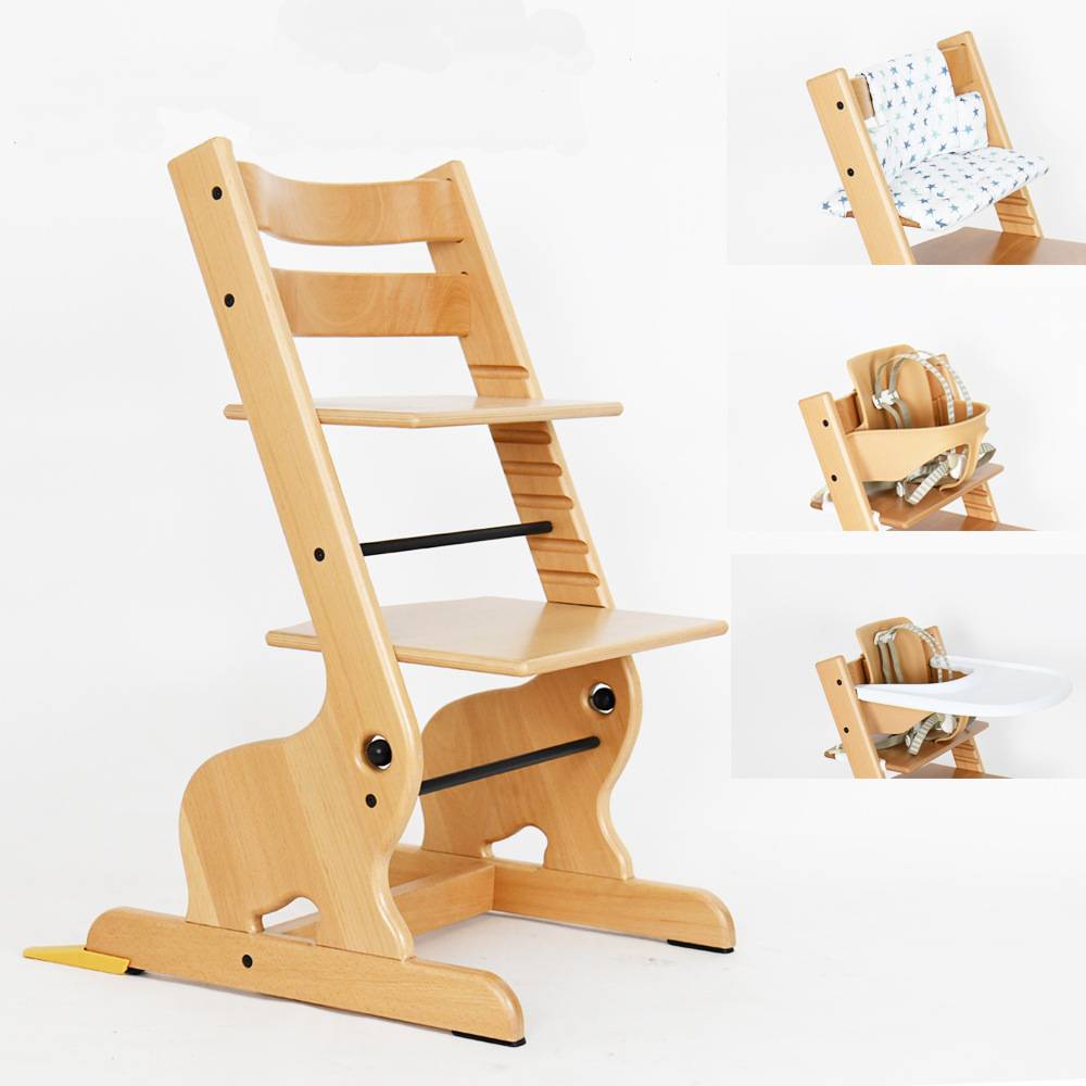 Kinder Hochstuhl Holz verstellbar – Montessori Kinderstuhl Massivholz Baby Stuhl stabil