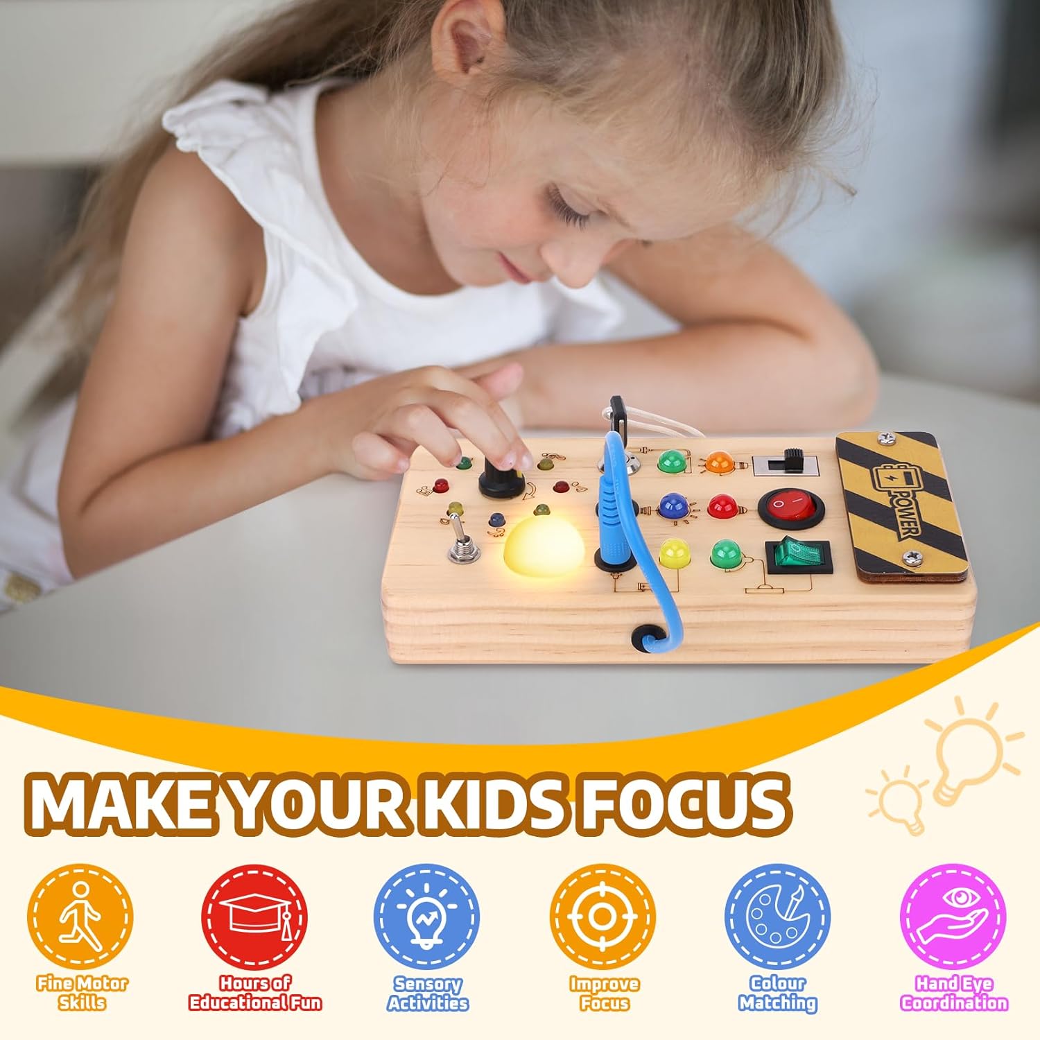 Montessori Busy Board Schalttafel – Ideal für unterwegs