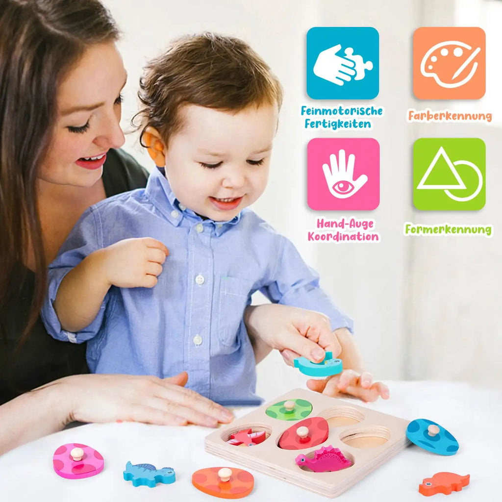 Montessori Holzspielzeug Dino Eier