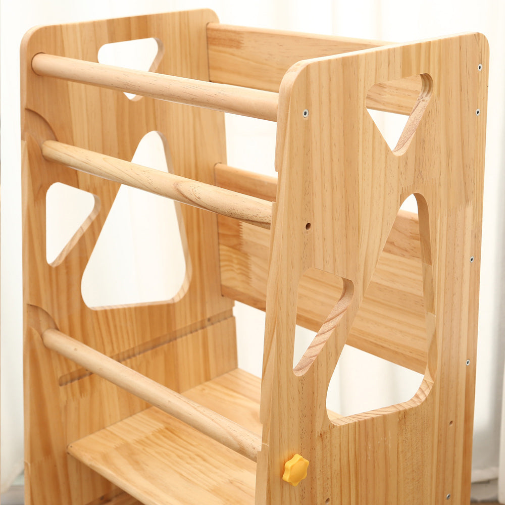 Montessori Lernturm Komfort – Naturholz & 3-Stufen-Verstellung