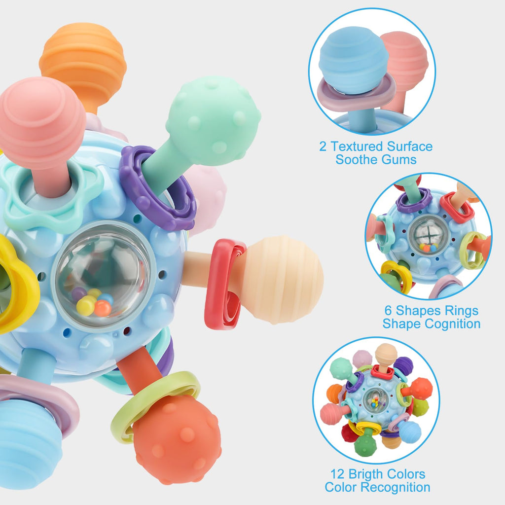 5-in-1 Baby Beißring & Sensorik-Rassel