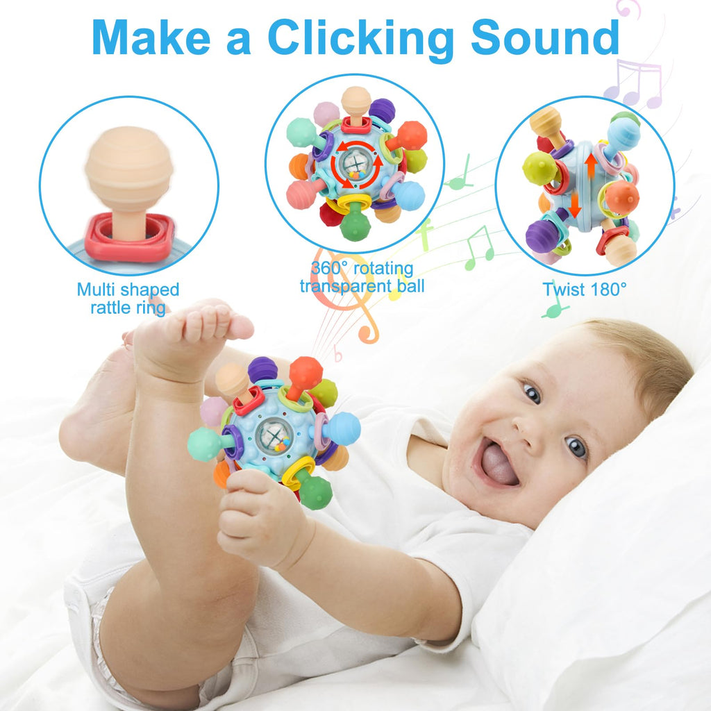 5-in-1 Baby Beißring & Sensorik-Rassel