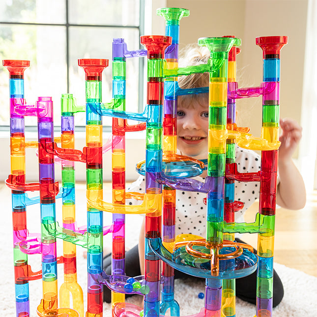 Transparente Kugelbahn – Modulares Set aus ABS-Kunststoff