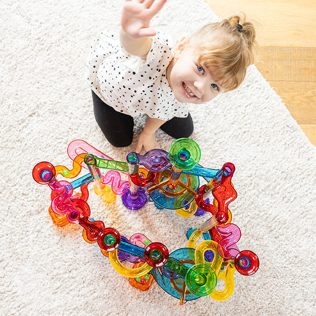 Transparente Kugelbahn – Modulares Set aus ABS-Kunststoff