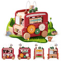 Montessori 8-in-1 Busy Bus – Aktivitätswürfel aus Holz - Rot