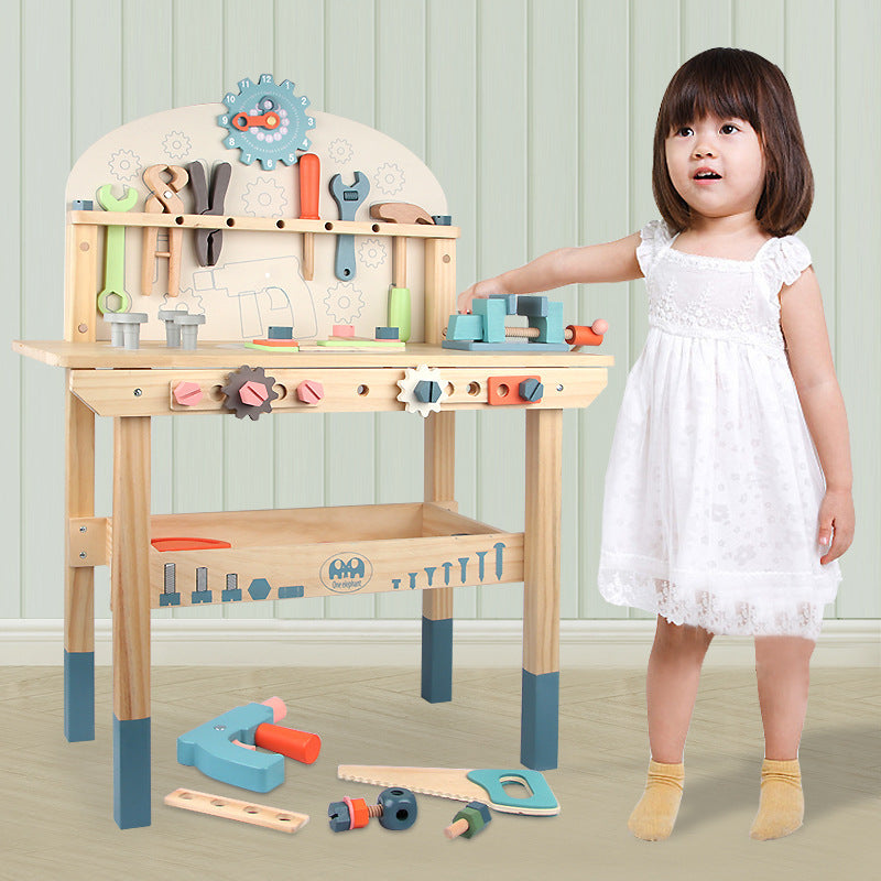 Montessori Kinder Werkbank aus Holz mit Stauraum
