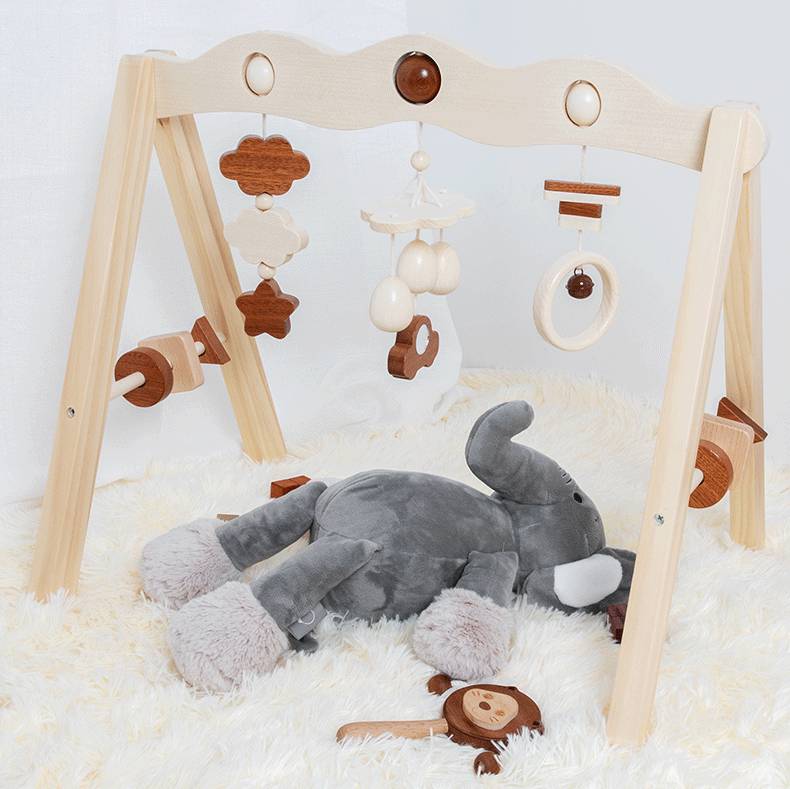 Montessori Baby Fitness Rack – Frühförderung aus Holz für Babys ab 3 Monaten