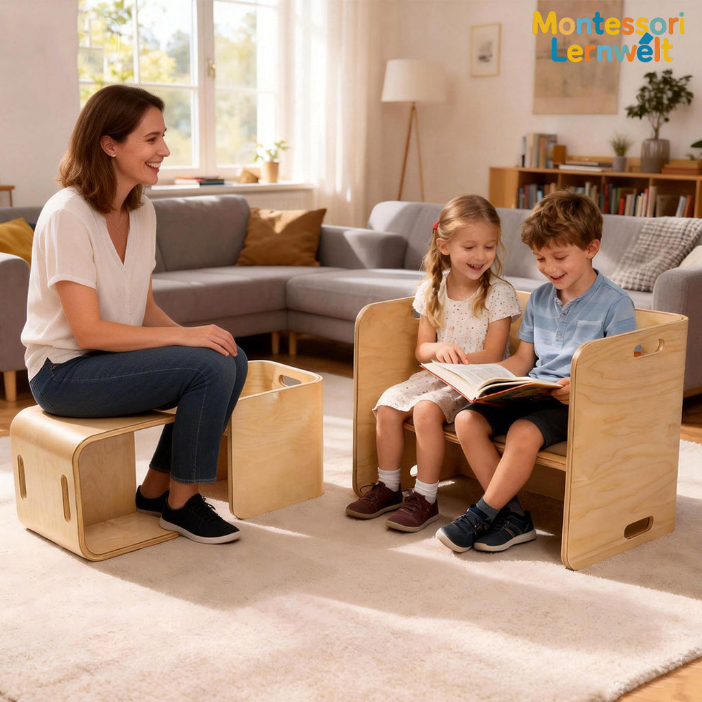 Montessori Tisch- & Stuhlset aus Holz – für langfristige Nutzung wandelbar
