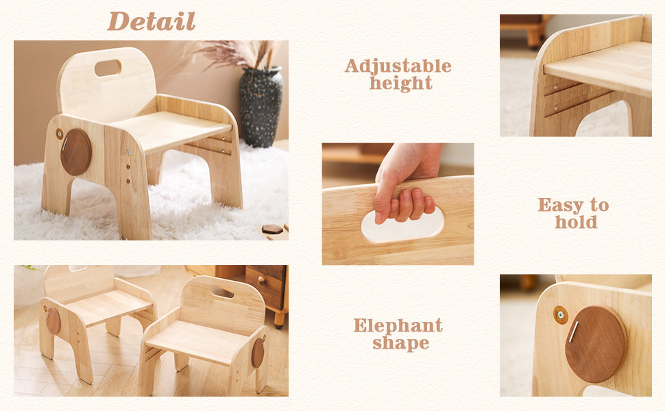 Montessori Kinderstuhl aus Holz höhenverstellbar und mitwachsend