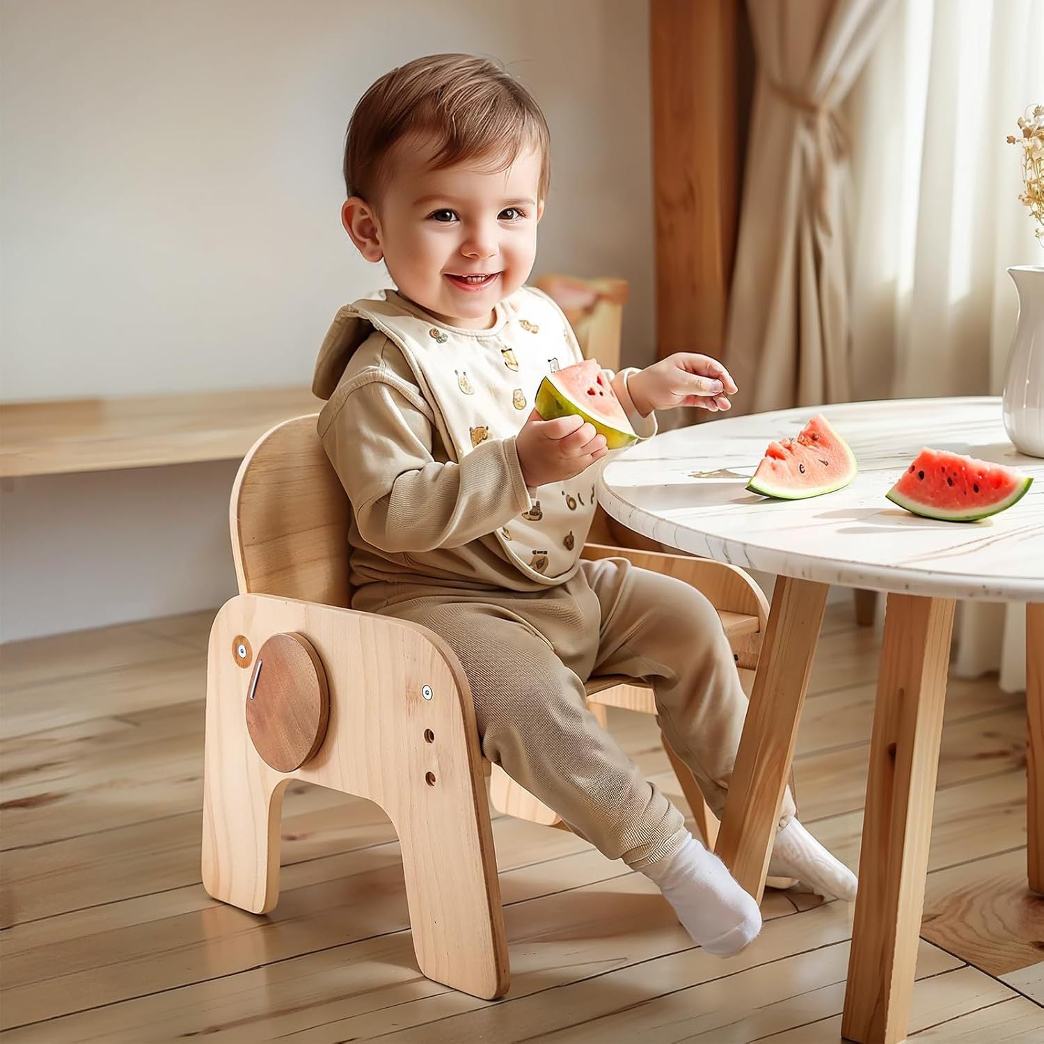 Montessori Kinderstuhl aus Holz höhenverstellbar und mitwachsend