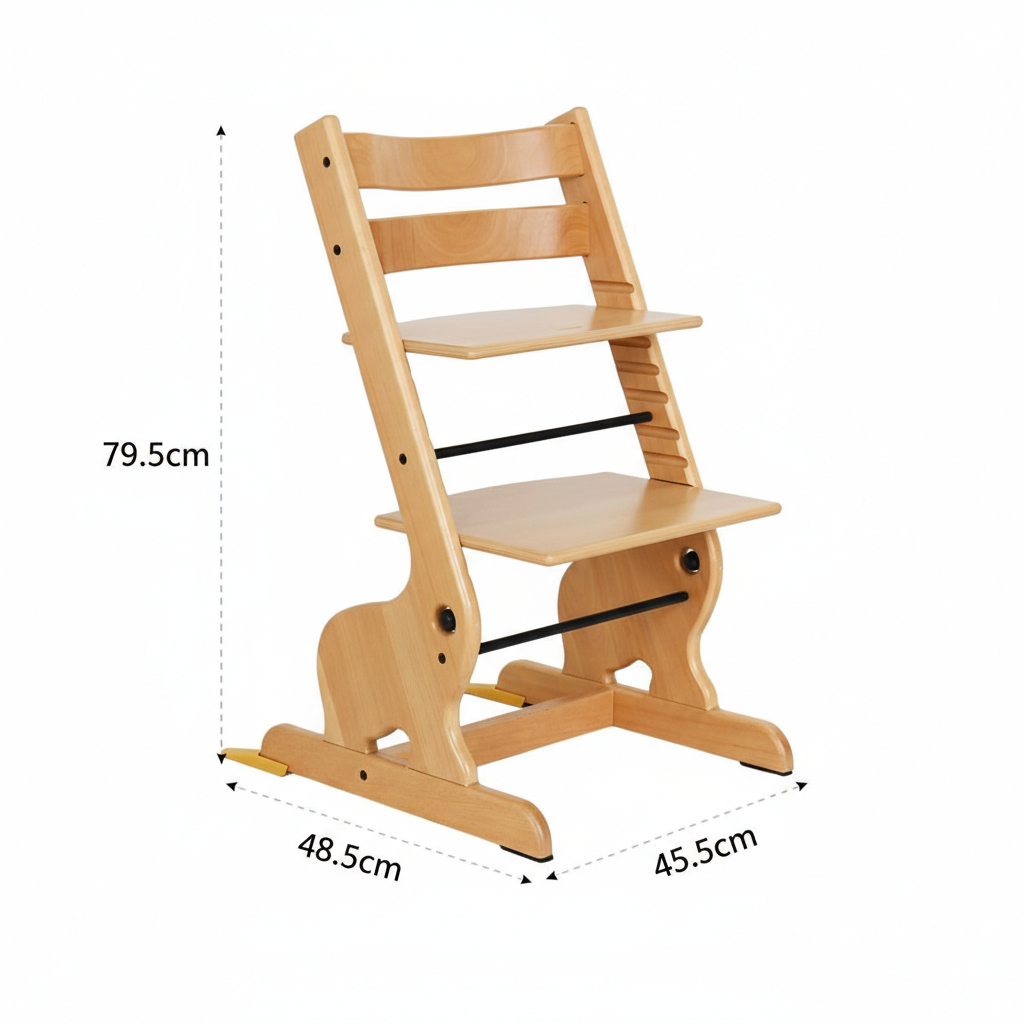 Kinder Hochstuhl Holz verstellbar – Montessori Kinderstuhl Massivholz Baby Stuhl stabil