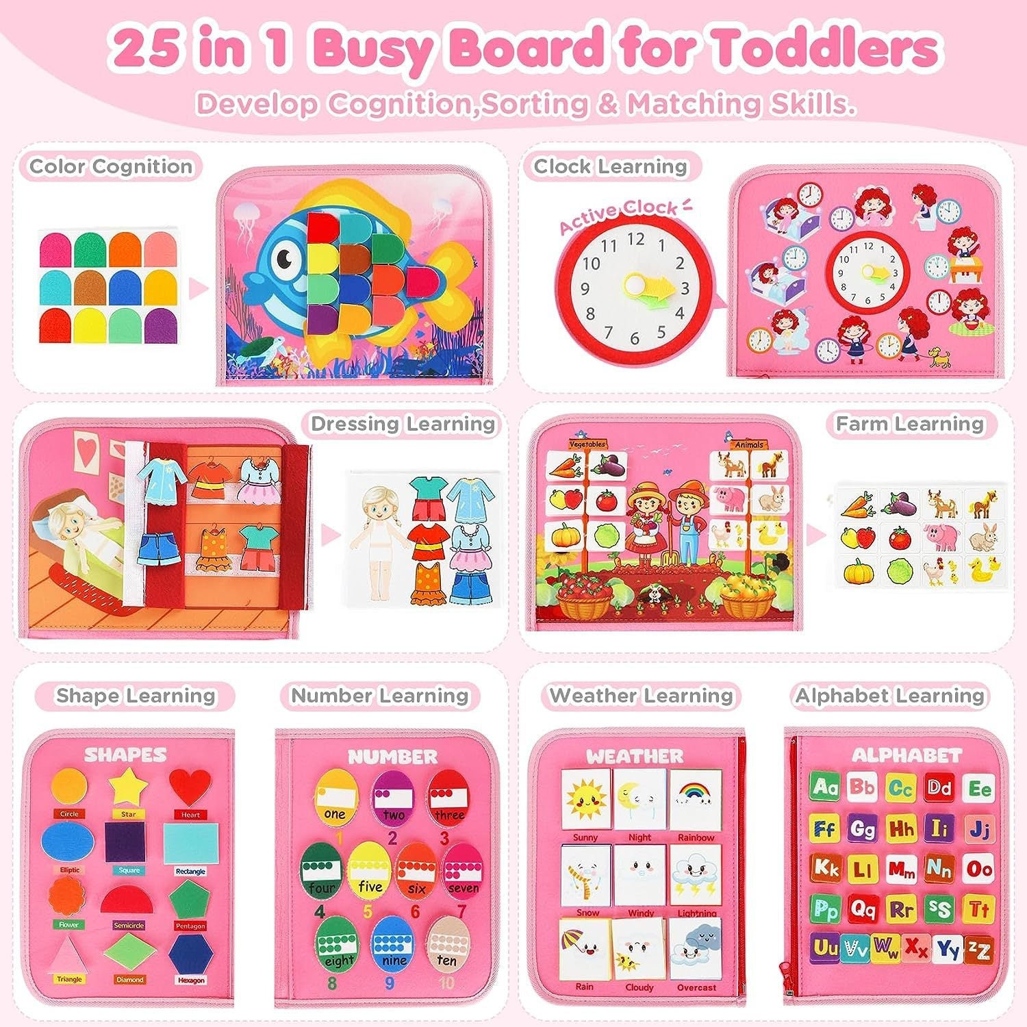 Montessori Busy Board/Quiet Book 10-seitig – Magische Welt