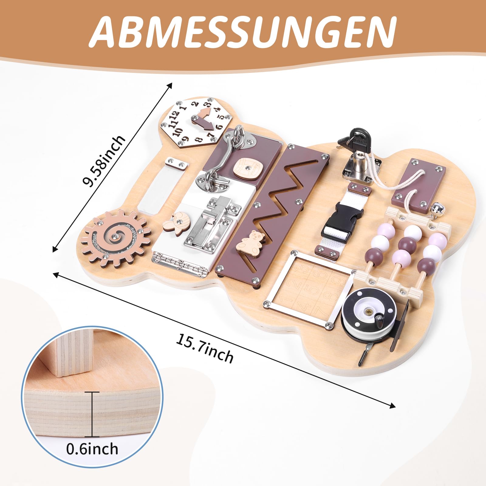 Montessori Busy Board Kleiner Bär – Motorik Holzspielzeug