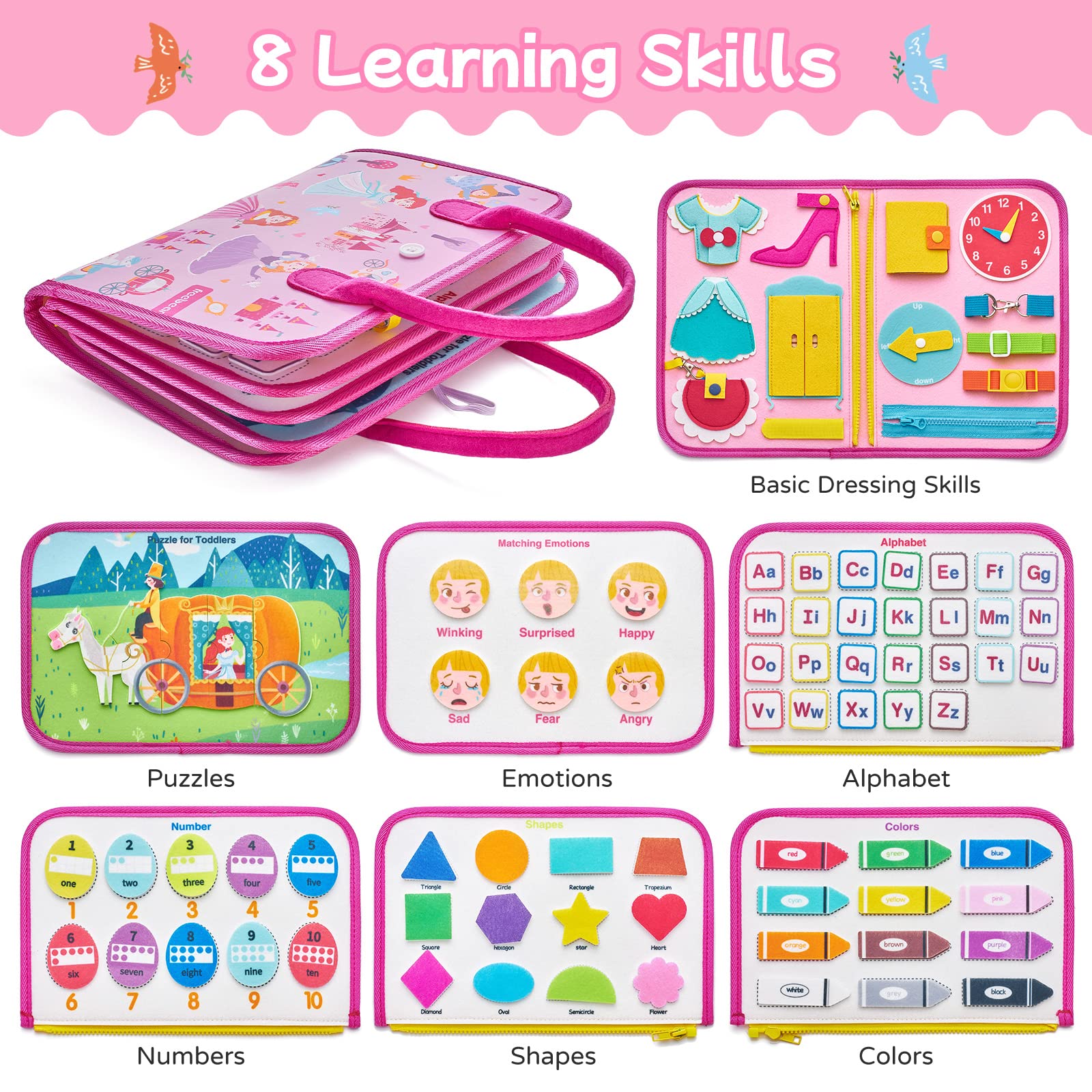 Montessori Busy Board/Quiet Book 8-seitig – Prinzessin